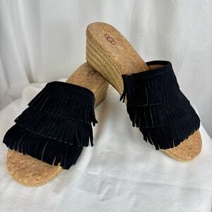 UGG Australian KENDRA FRINGE Suede Sandals US SZ‎ 8